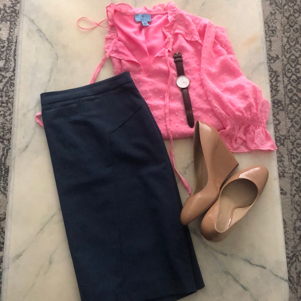 The Limited Slate/Navy Blue Pencil Skirt Sz 16